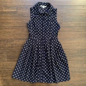 Forever 21 Navy/White Polka-Dot Dress w/ Collar